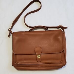 Vintage Coach Metropolitan 5180 British Tan Leather Briefcase Messenger Bag
